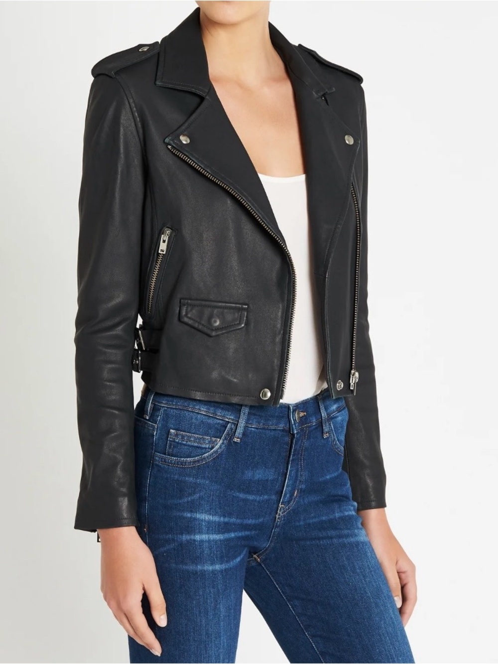 IRO Black Leather Jacket with Silver Accents